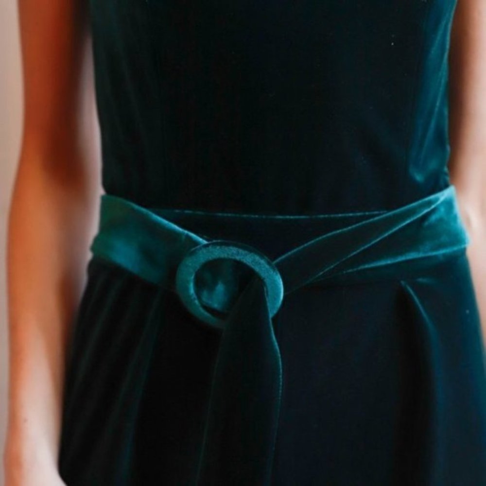 boho green Velvet strapless Front Buckle Belt Jump - Picture 8 of 10